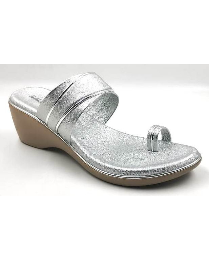 10795 : Balujas Silver Wedge Heel Ladies Slipper