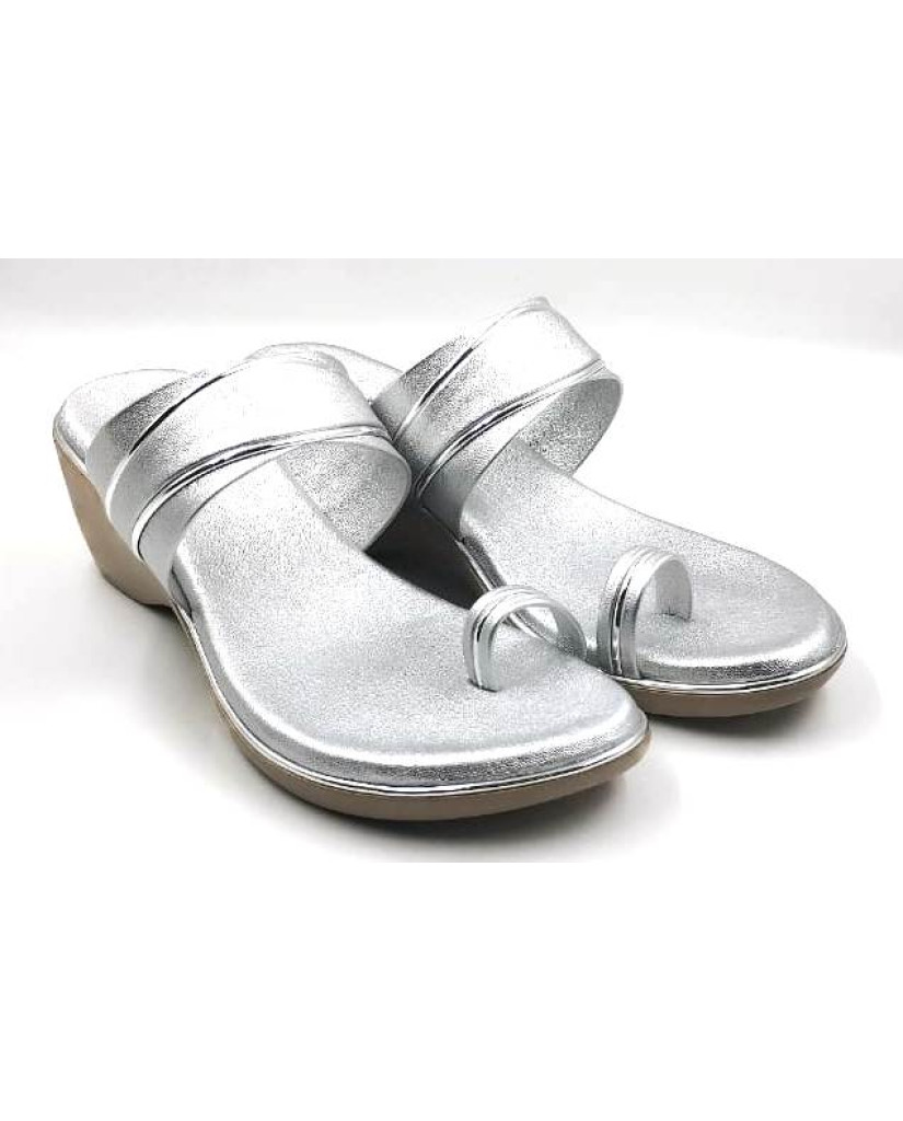 10795 : Balujas Silver Wedge Heel Ladies Slipper