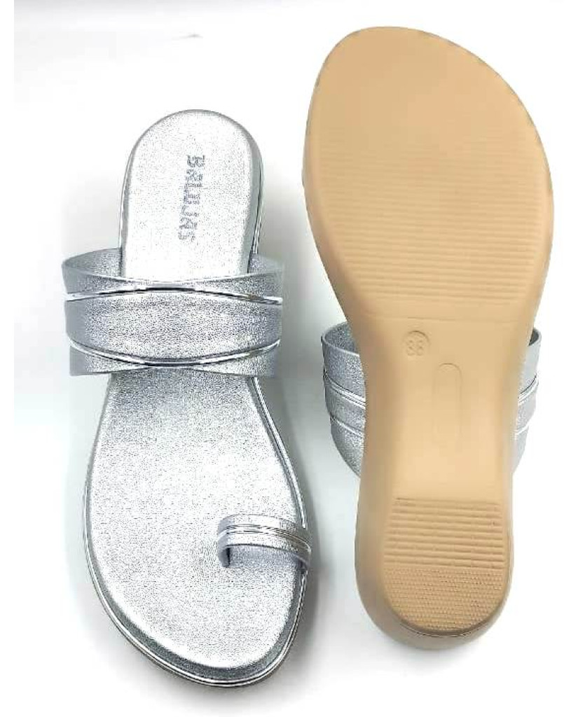 10795 : Balujas Silver Wedge Heel Ladies Slipper