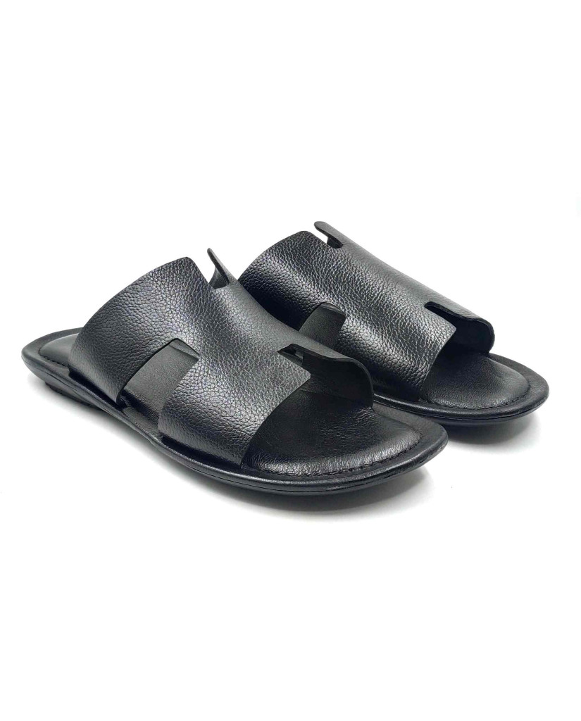 202: Balujas Men Black Flat Slippers