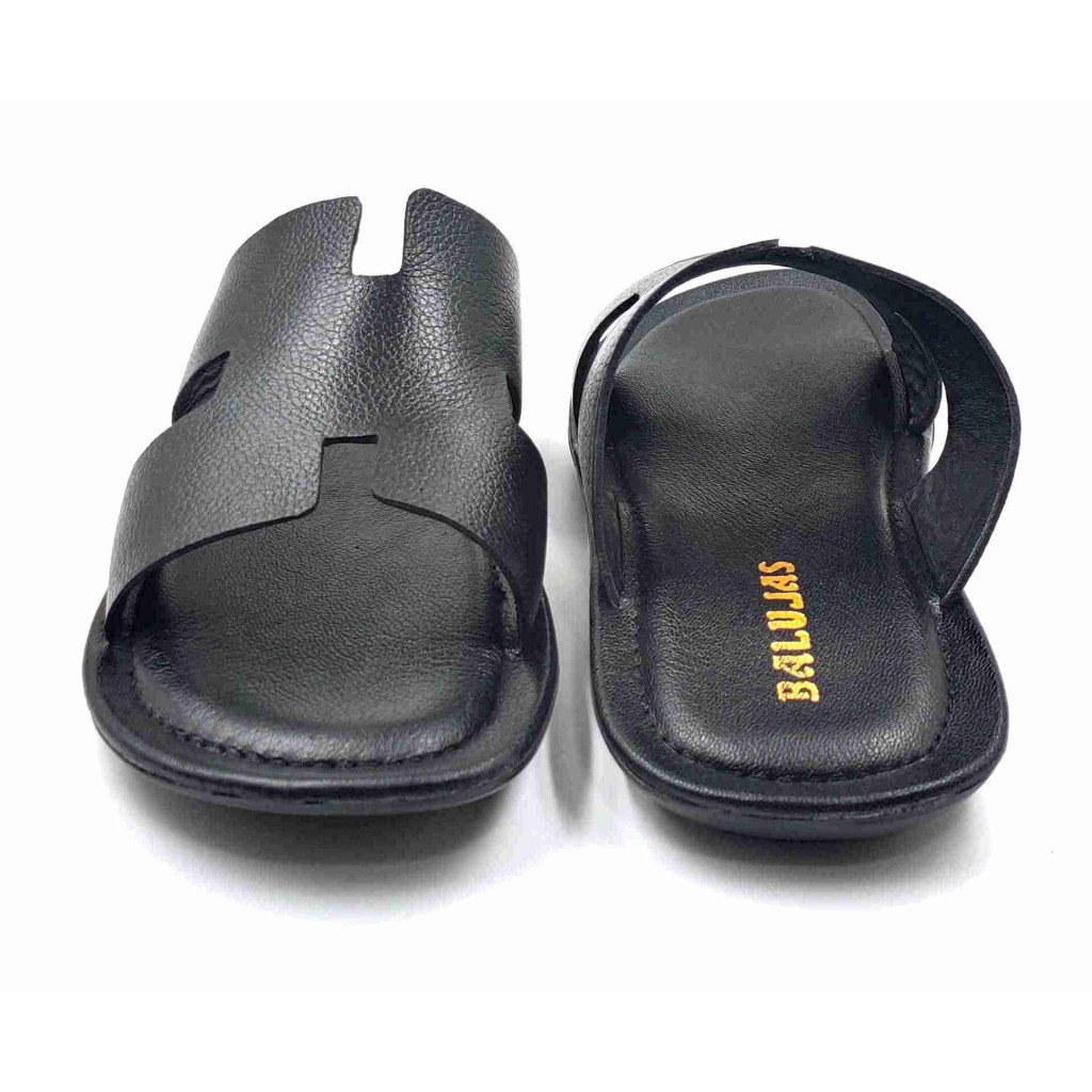 202: Balujas Men Black Flat Slippers