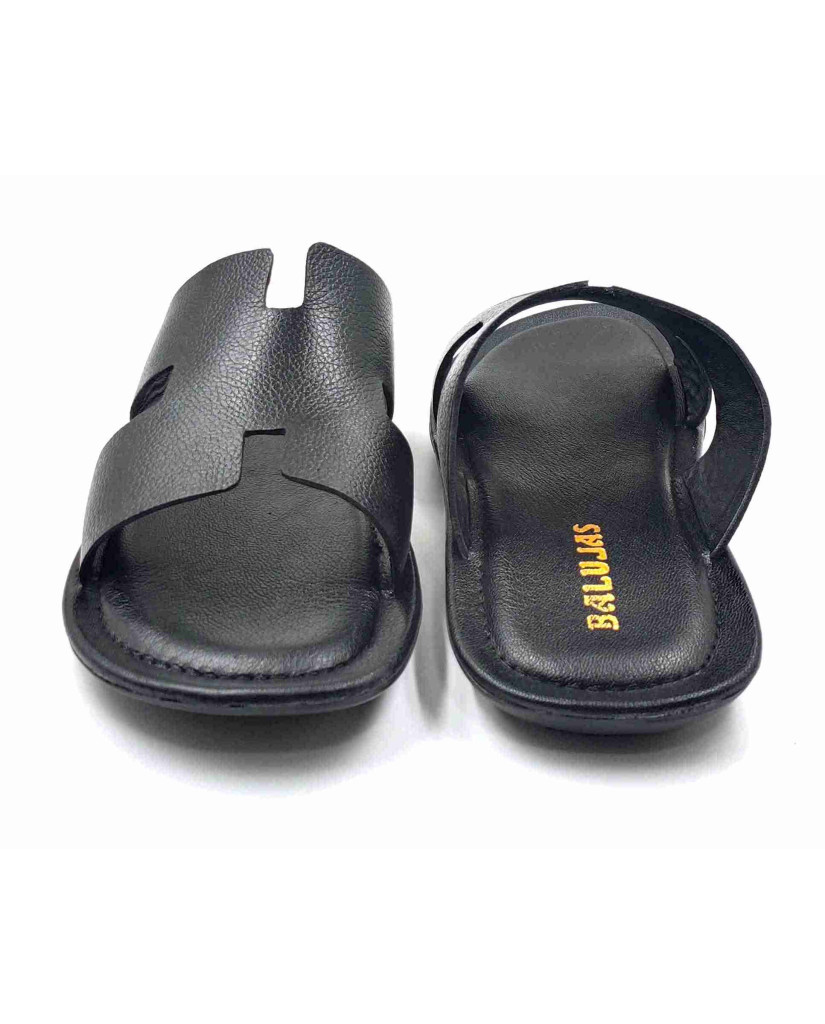 202: Balujas Men Black Flat Slippers