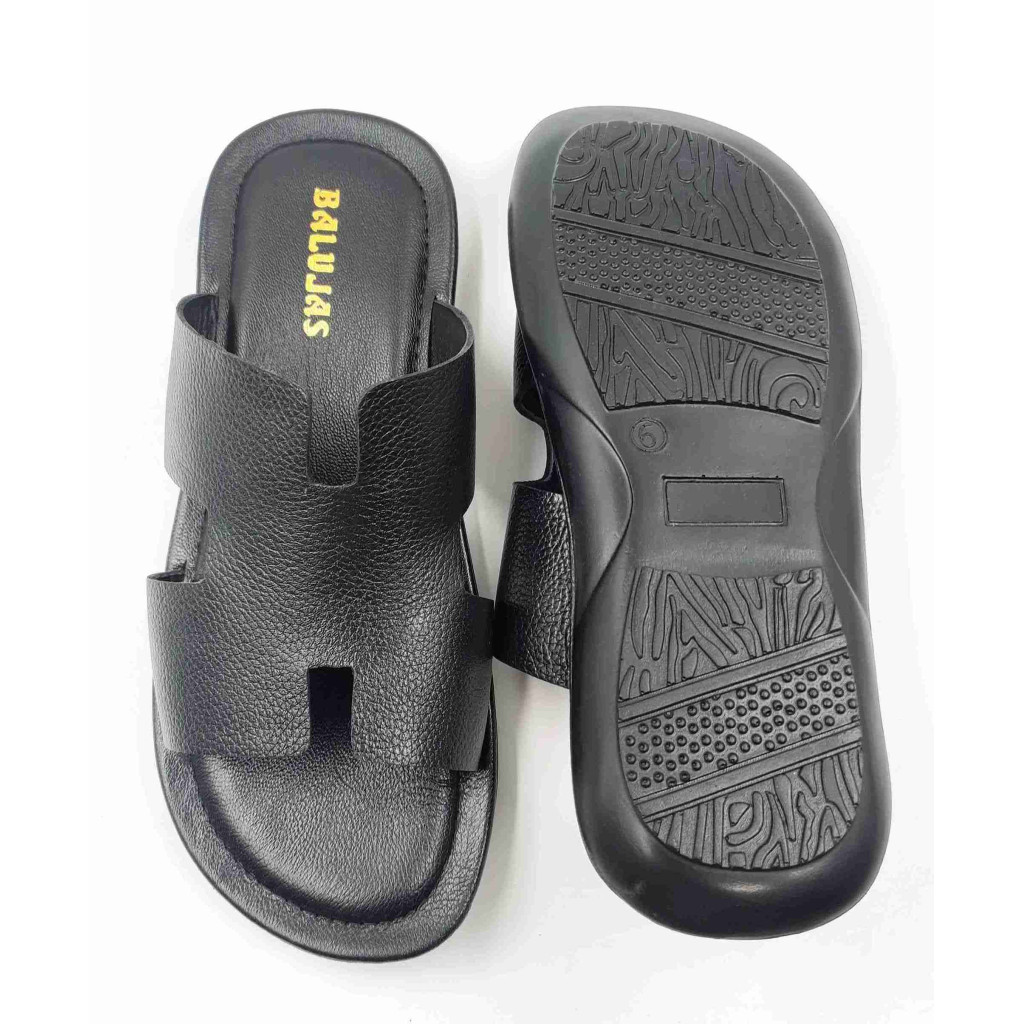 202: Balujas Men Black Flat Slippers