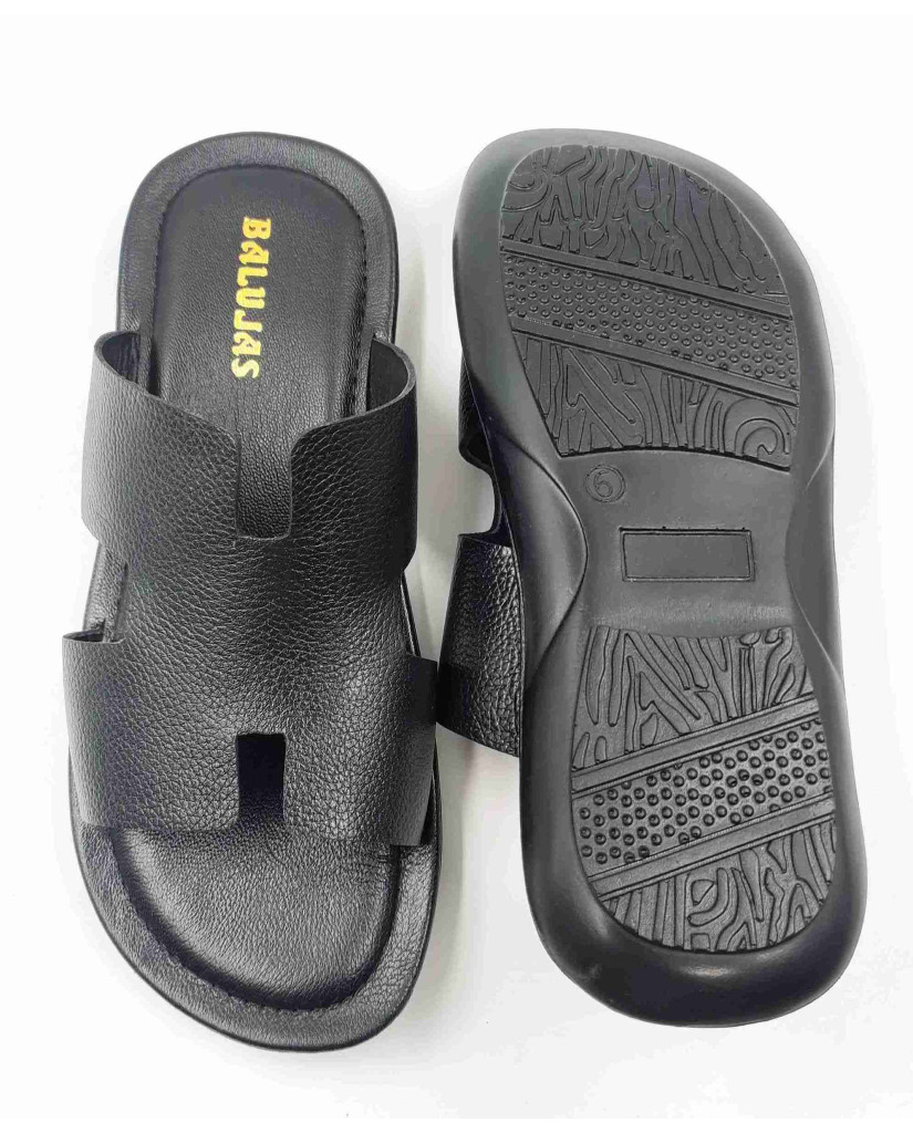 202: Balujas Men Black Flat Slippers