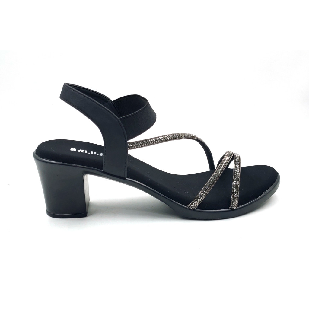11315: Balujas Black Block Heel Sandals