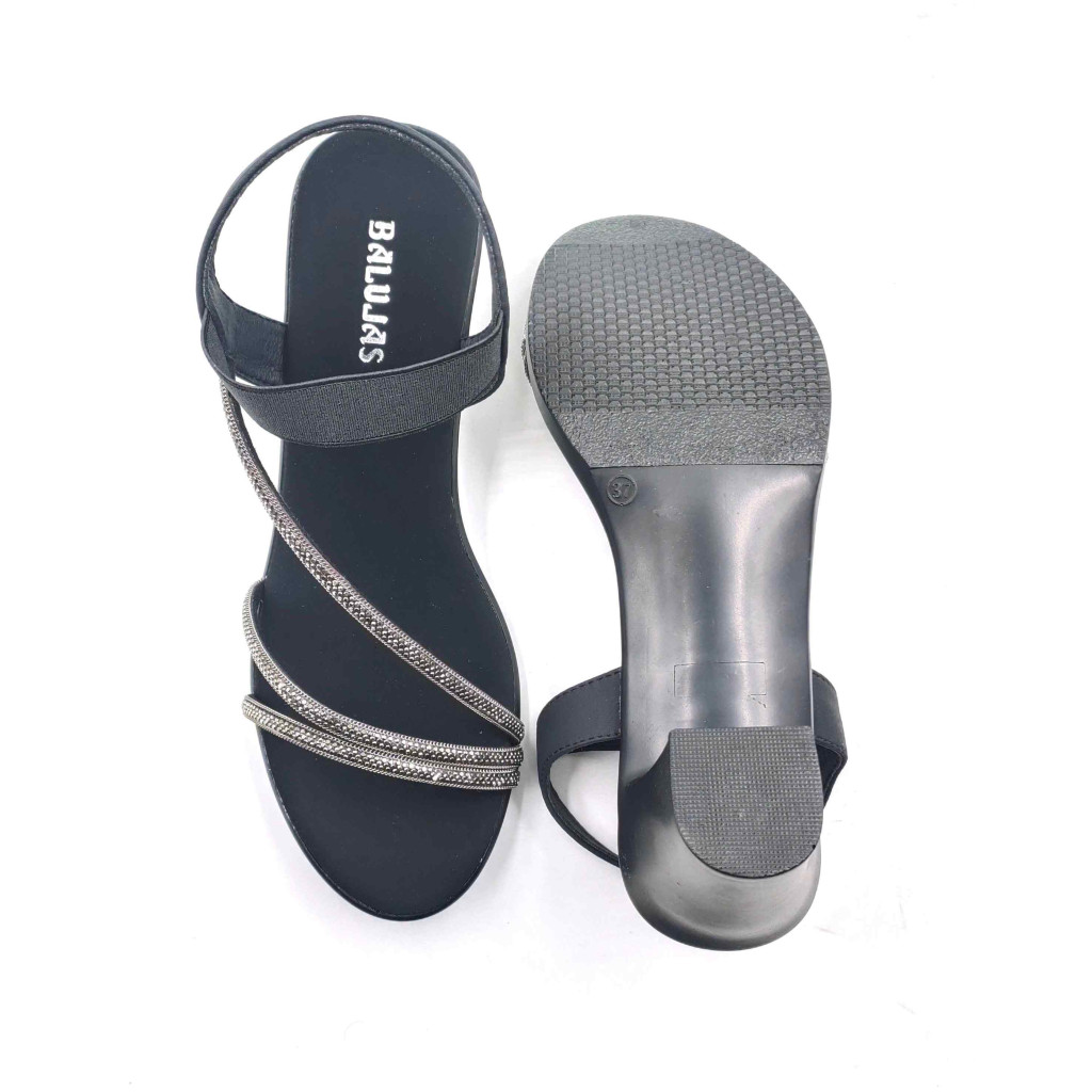 11315: Balujas Black Block Heel Sandals