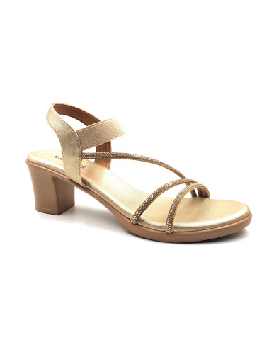 11315: Balujas Golden Block Heel Sandals