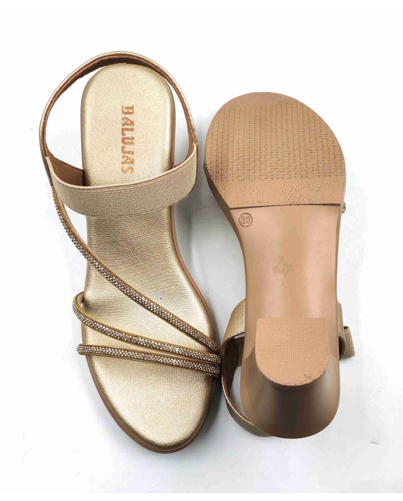 11315: Balujas Golden Block Heel Sandals
