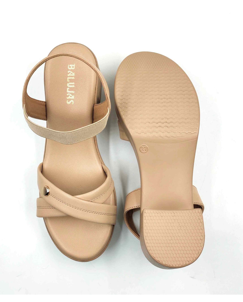 11527: Balujas Beige Block Heel Sandal