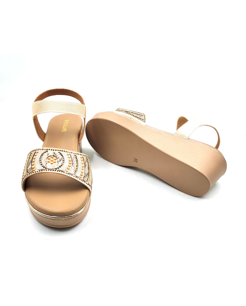 11871: Balujas Beige Wedge Heel Sandal