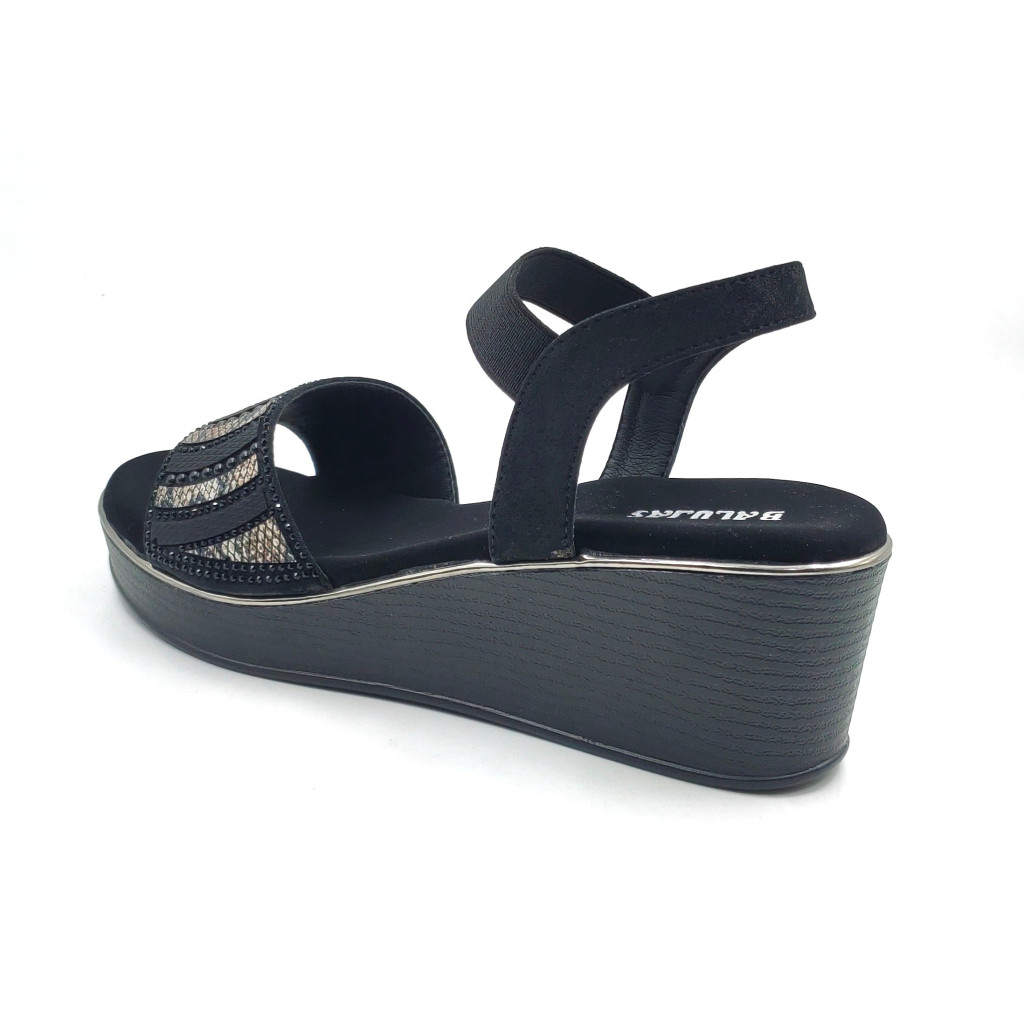 11871: Balujas Black Wedge Heel Sandal