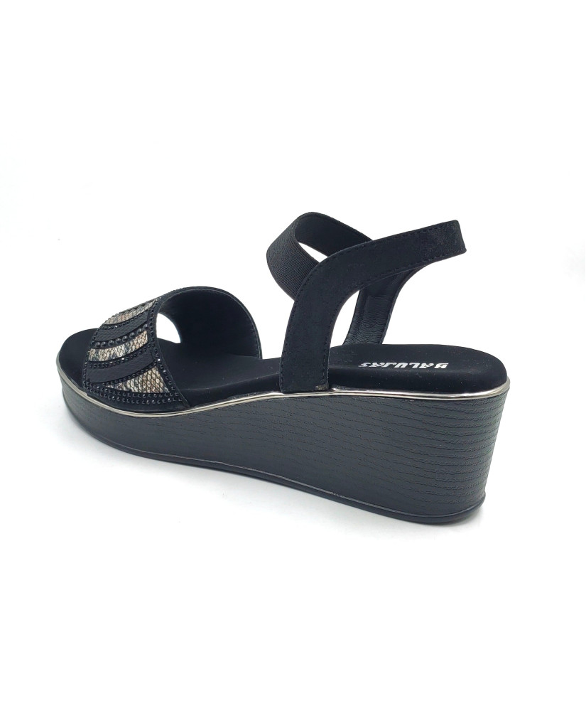 11871: Balujas Black Wedge Heel Sandal