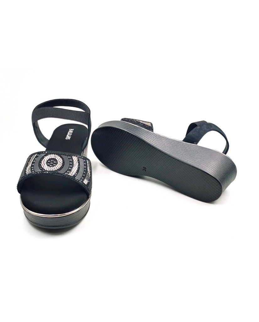 11871: Balujas Black Wedge Heel Sandal