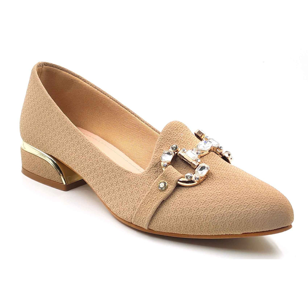 A-329: Balujas Women Beige Block Heel Bellies