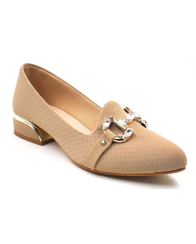 A-329: Balujas Women Beige Block Heel Bellies