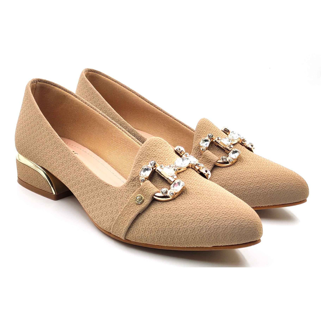 A-329: Balujas Women Beige Block Heel Bellies