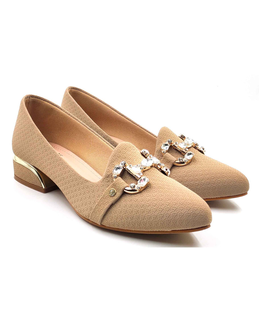 A-329: Balujas Women Beige Block Heel Bellies