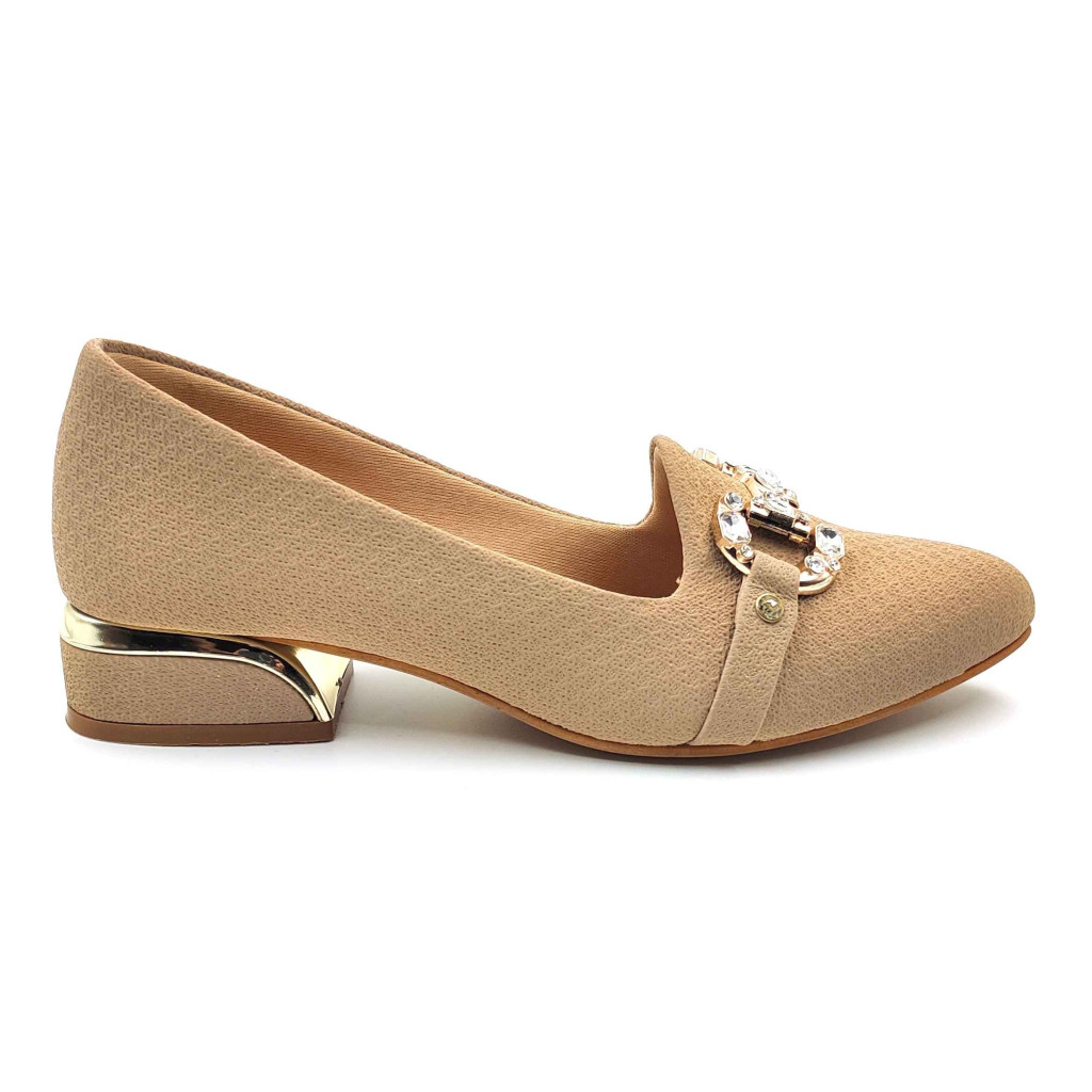 A-329: Balujas Women Beige Block Heel Bellies
