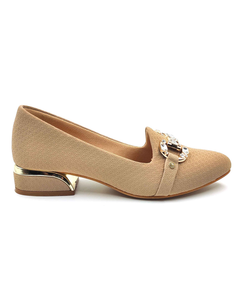 A-329: Balujas Women Beige Block Heel Bellies