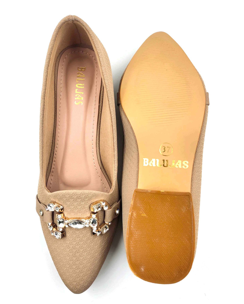 A-329: Balujas Women Beige Block Heel Bellies