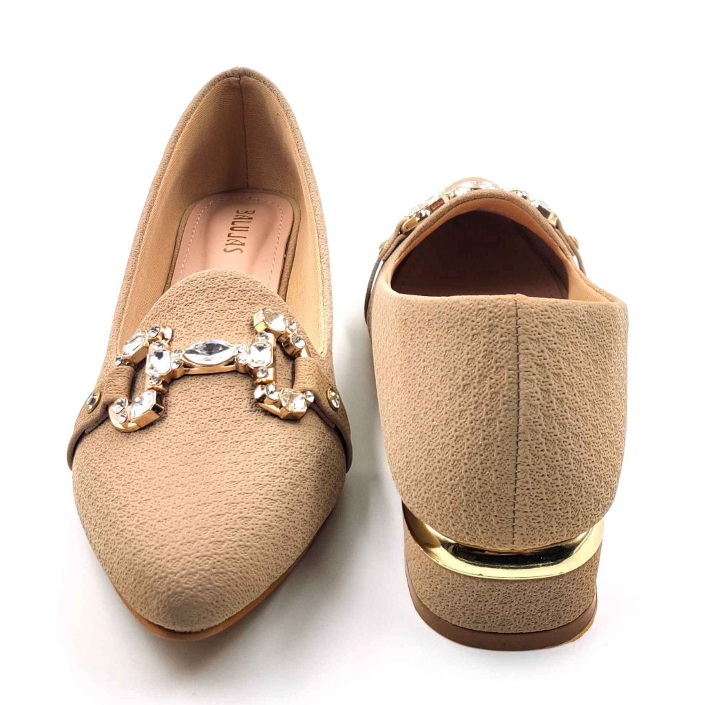 A-329: Balujas Women Beige Block Heel Bellies