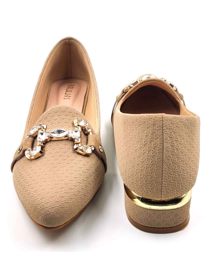 A-329: Balujas Women Beige Block Heel Bellies