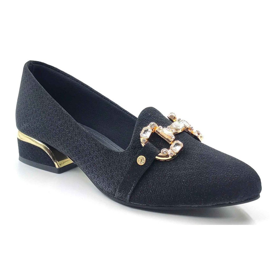 A-329: Balujas Women Black Block Heel Bellies