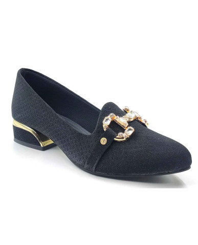 A-329: Balujas Women Black Block Heel Bellies