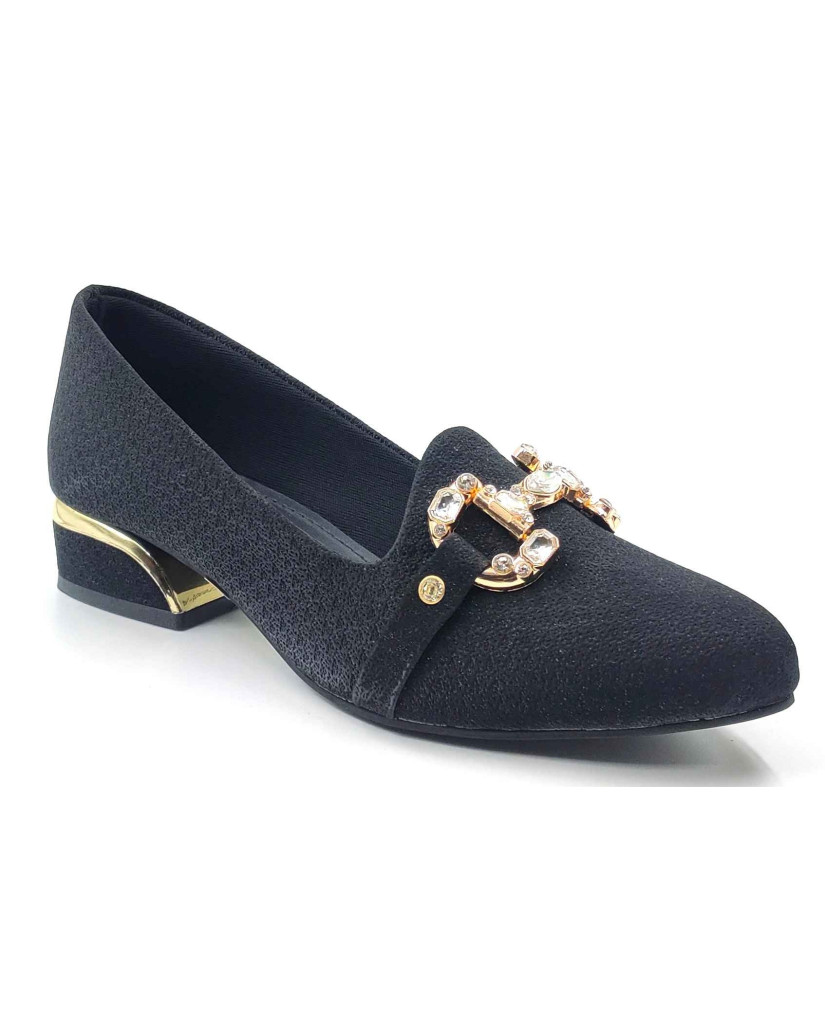 A-329: Balujas Women Black Block Heel Bellies