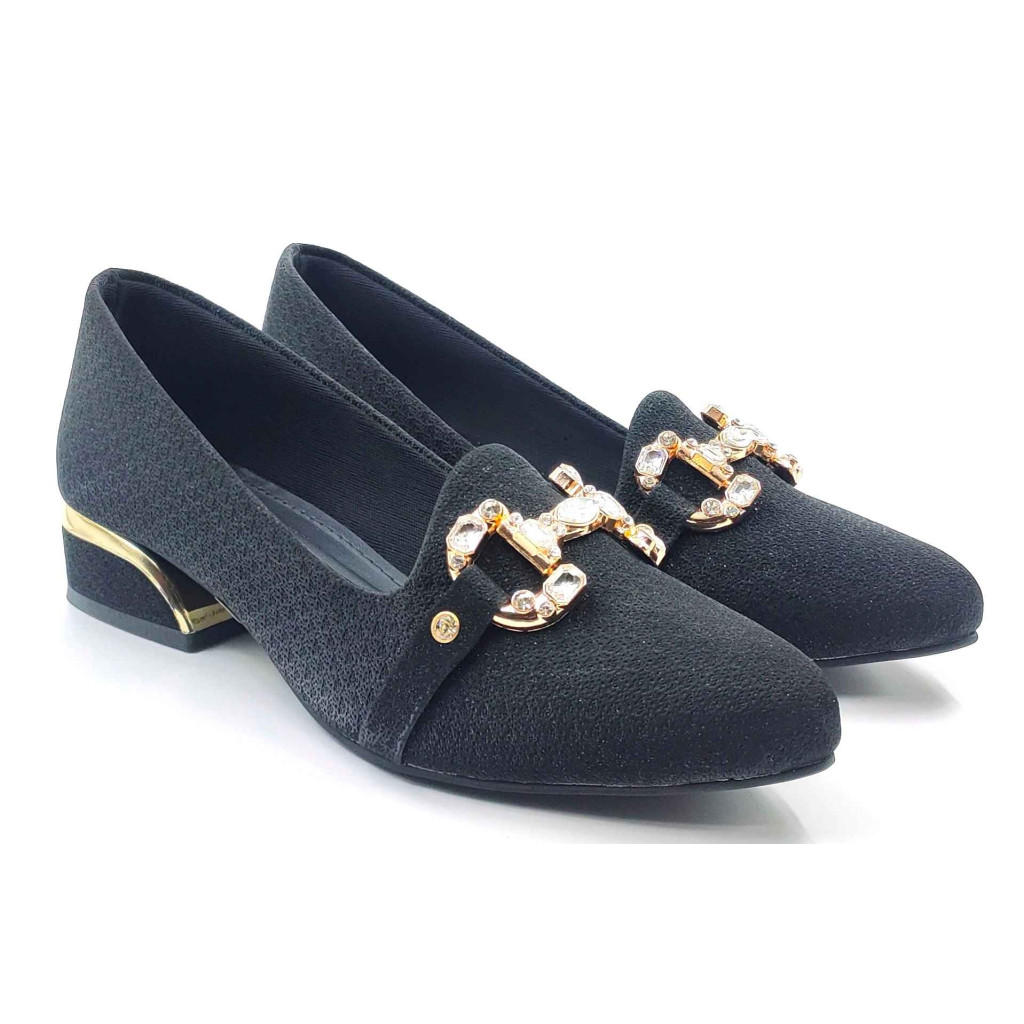 A-329: Balujas Women Black Block Heel Bellies