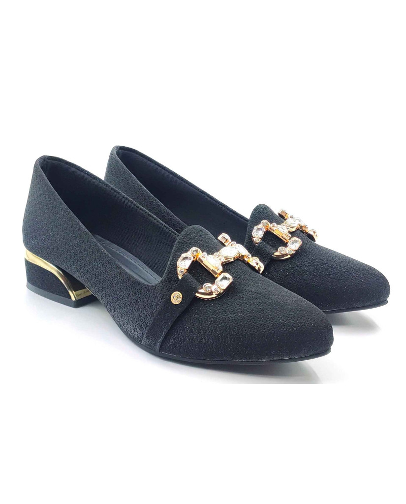 A-329: Balujas Women Black Block Heel Bellies