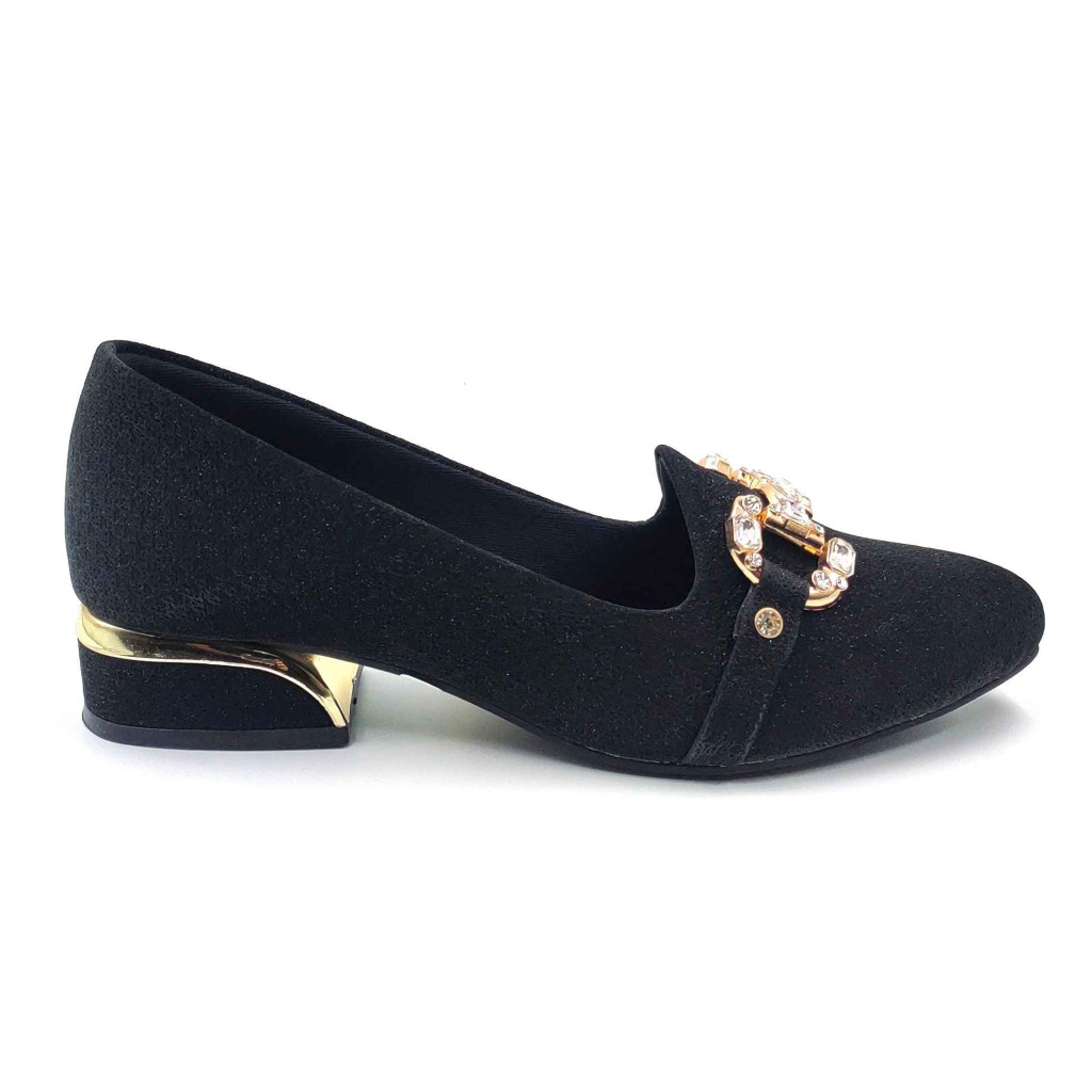 A-329: Balujas Women Black Block Heel Bellies