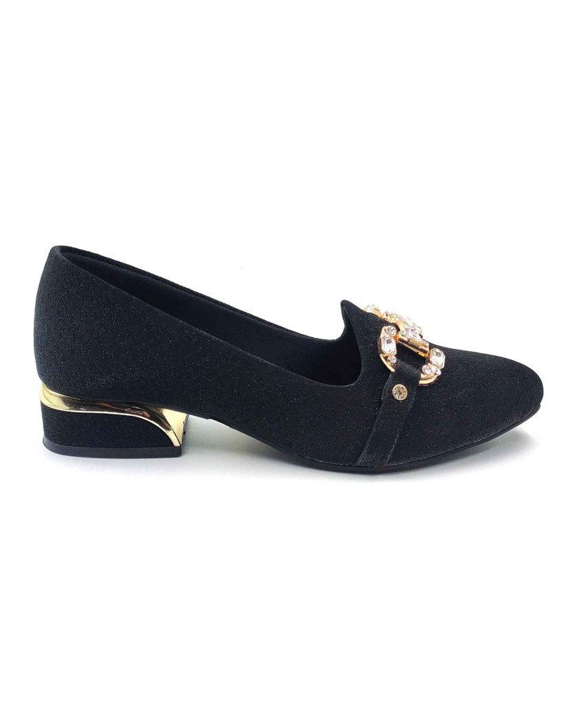 A-329: Balujas Women Black Block Heel Bellies