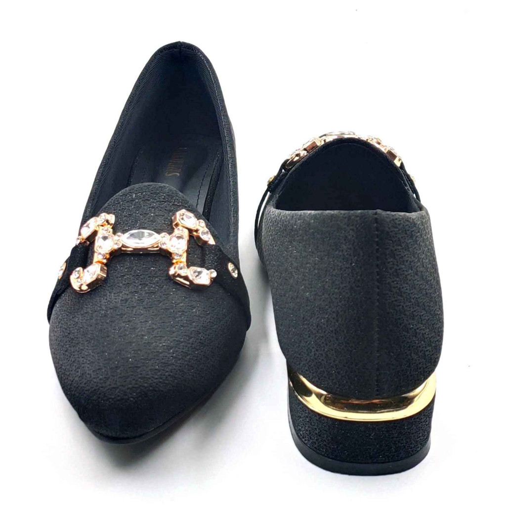 A-329: Balujas Women Black Block Heel Bellies
