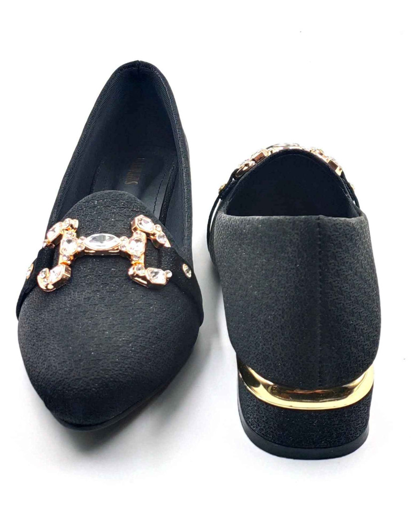 A-329: Balujas Women Black Block Heel Bellies