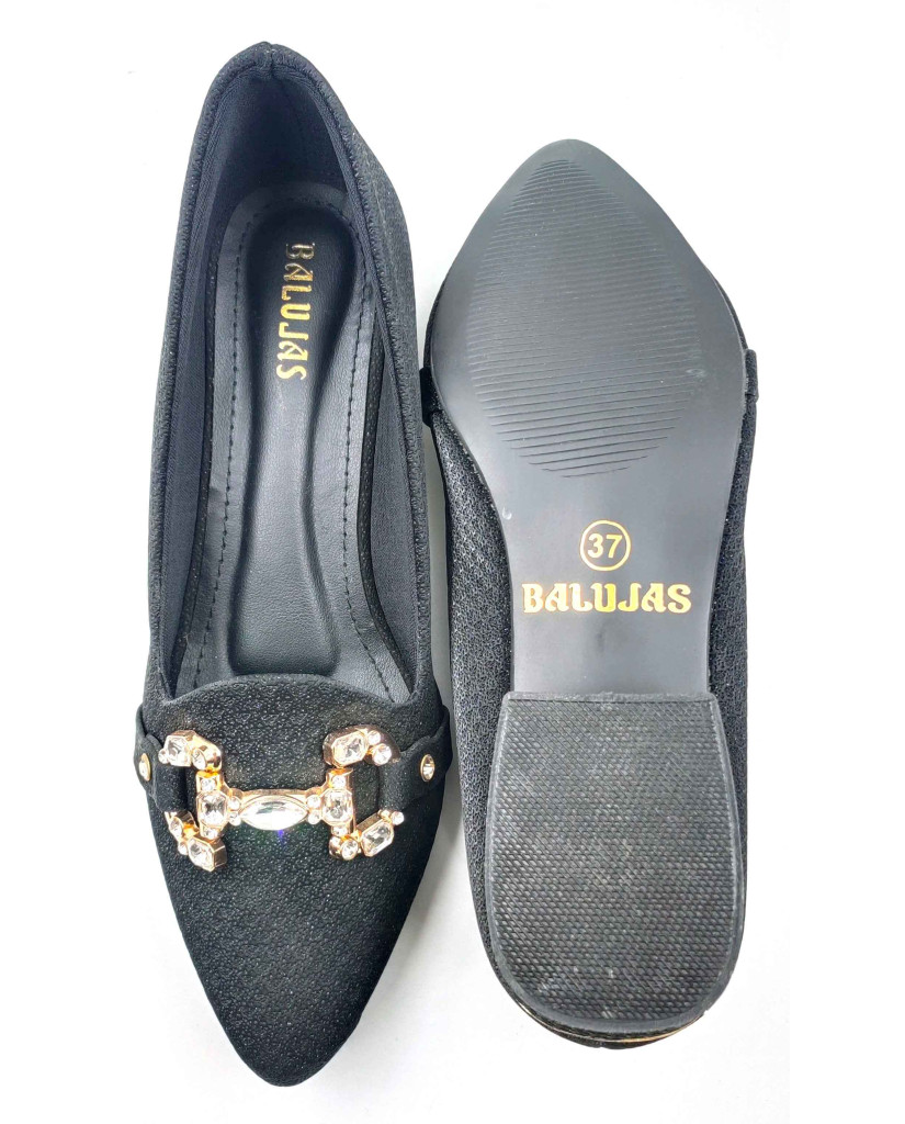 A-329: Balujas Women Black Block Heel Bellies