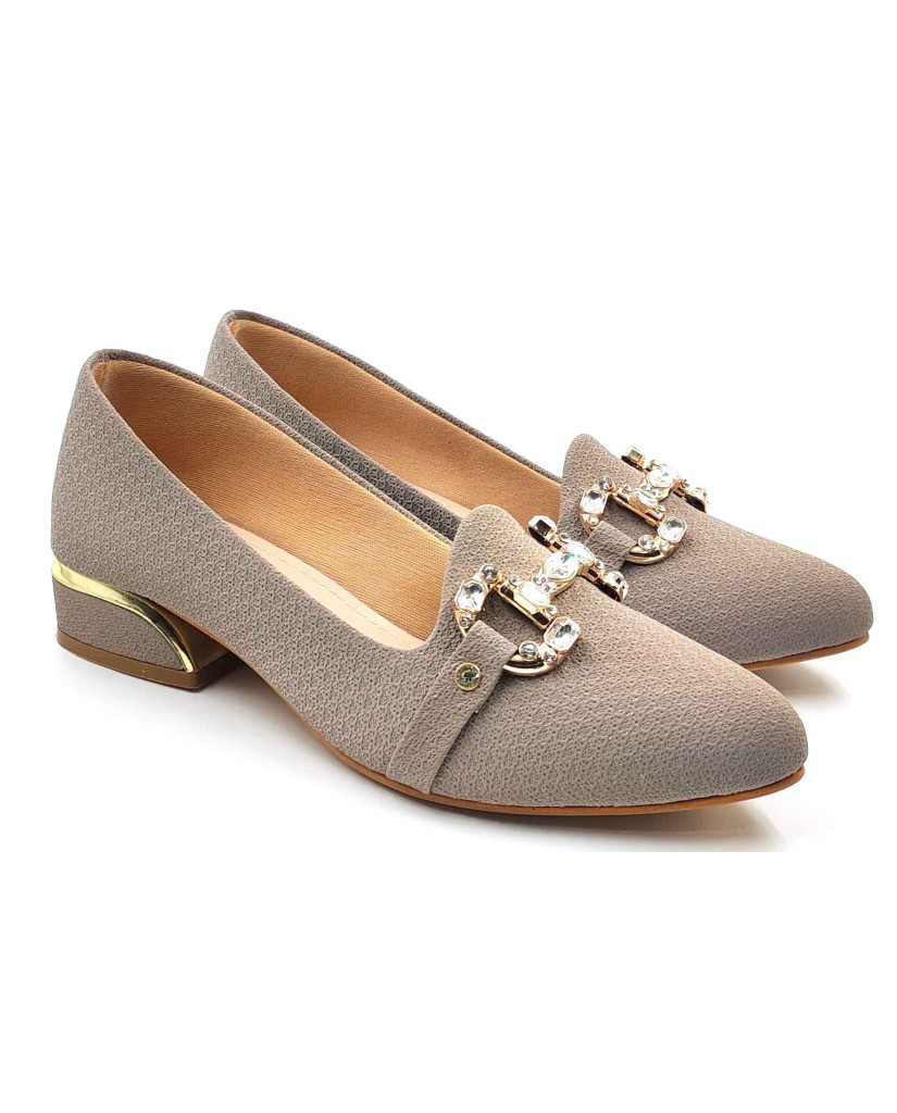 A-329: Balujas Women Grey Block Heel Bellies