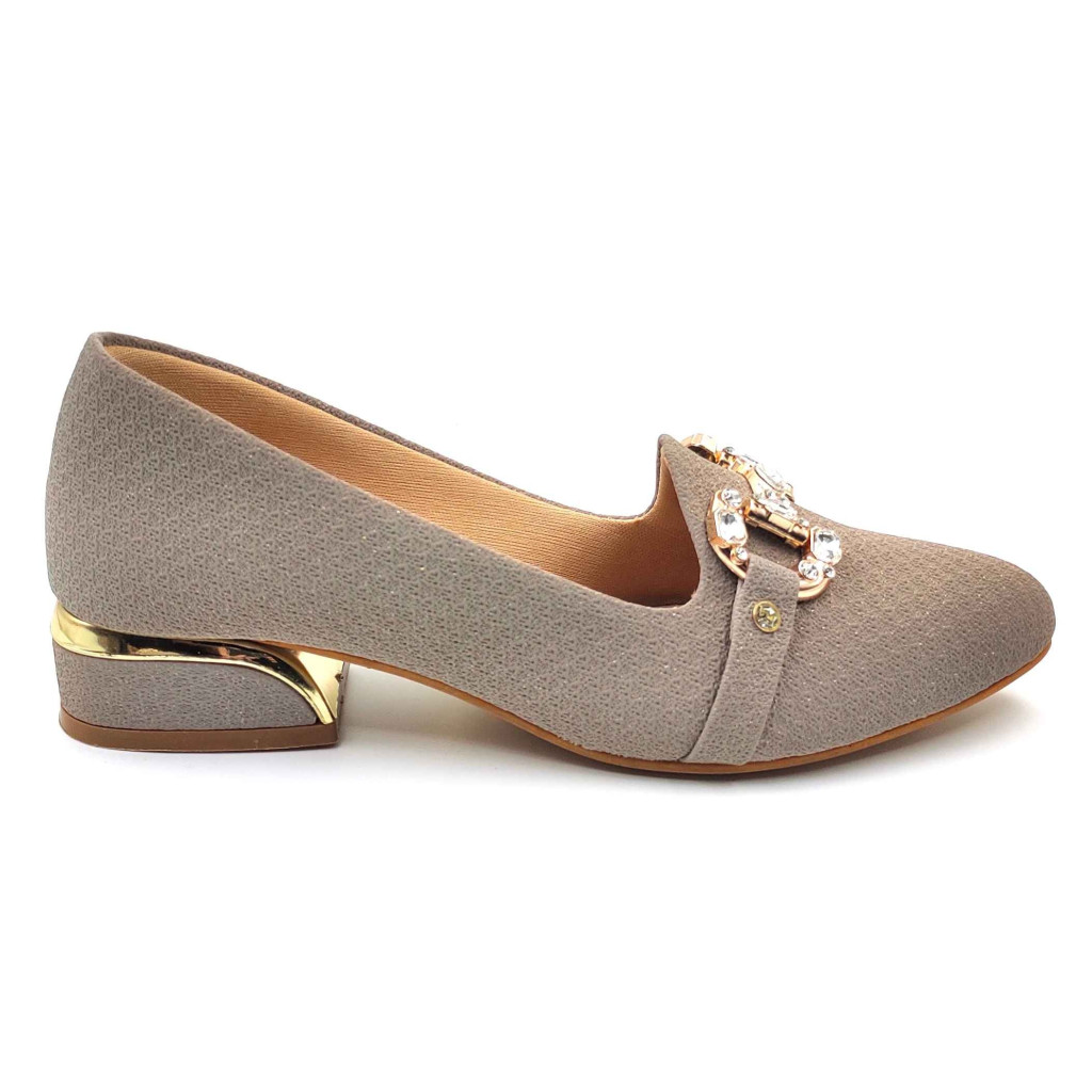 A-329: Balujas Women Grey Block Heel Bellies