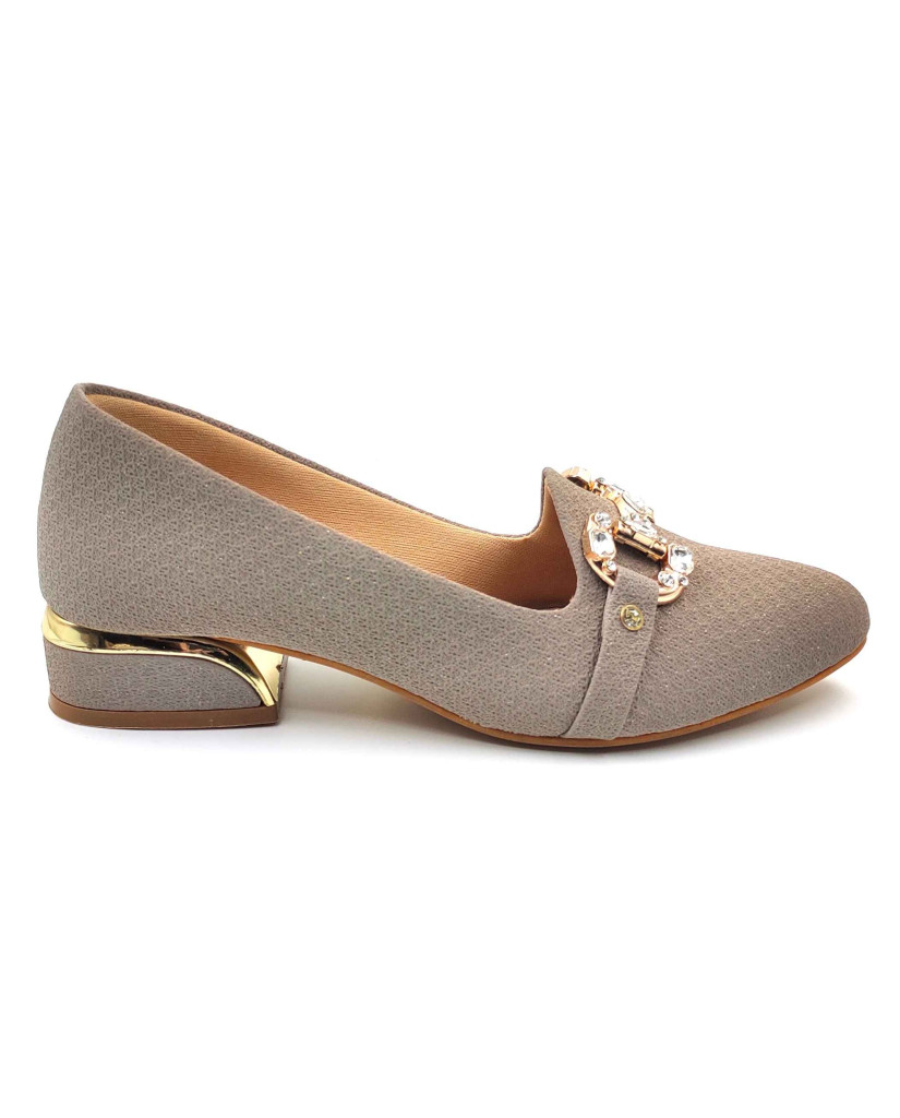 A-329: Balujas Women Grey Block Heel Bellies