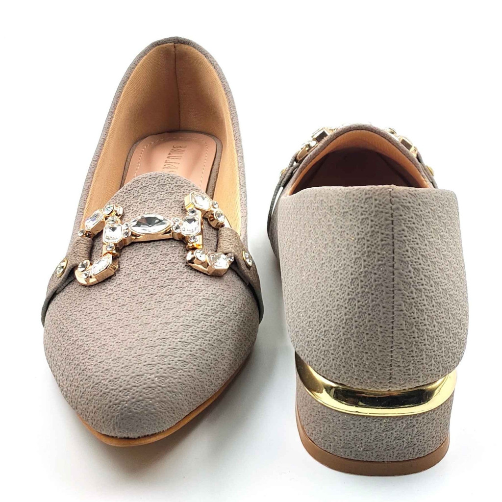 A-329: Balujas Women Grey Block Heel Bellies