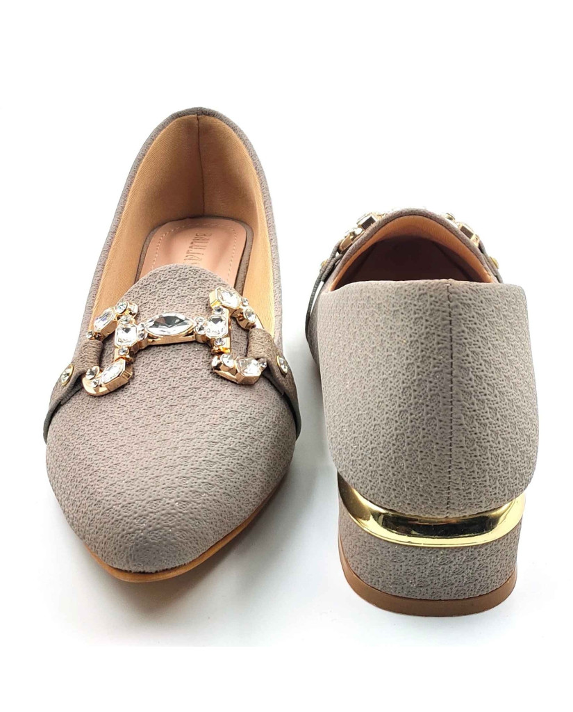 A-329: Balujas Women Grey Block Heel Bellies