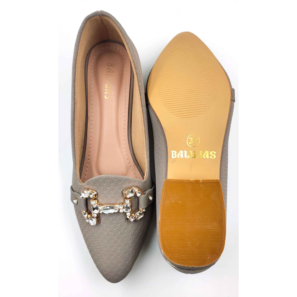 A-329: Balujas Women Grey Block Heel Bellies