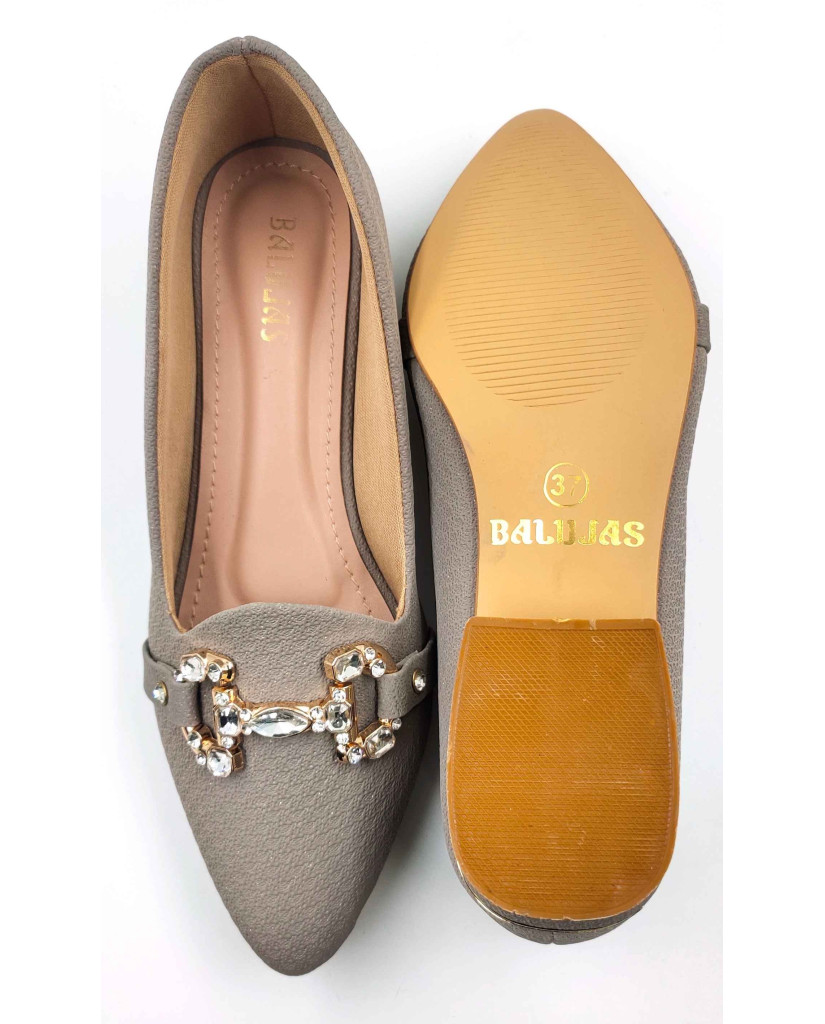 A-329: Balujas Women Grey Block Heel Bellies