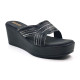 917: Balujas Black Wedge Heel Ladies Slipper