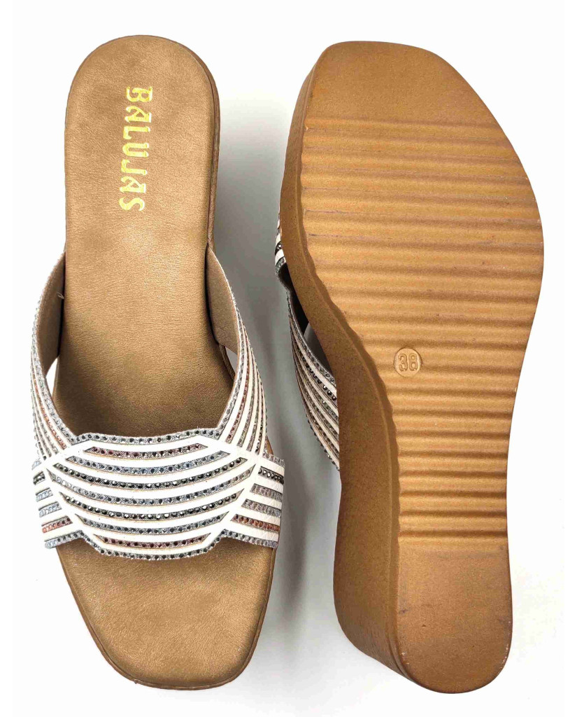 917: Balujas White Wedge Heel Ladies Slipper