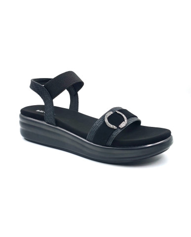 11392: Balujas Black Wedge Heel Sandals