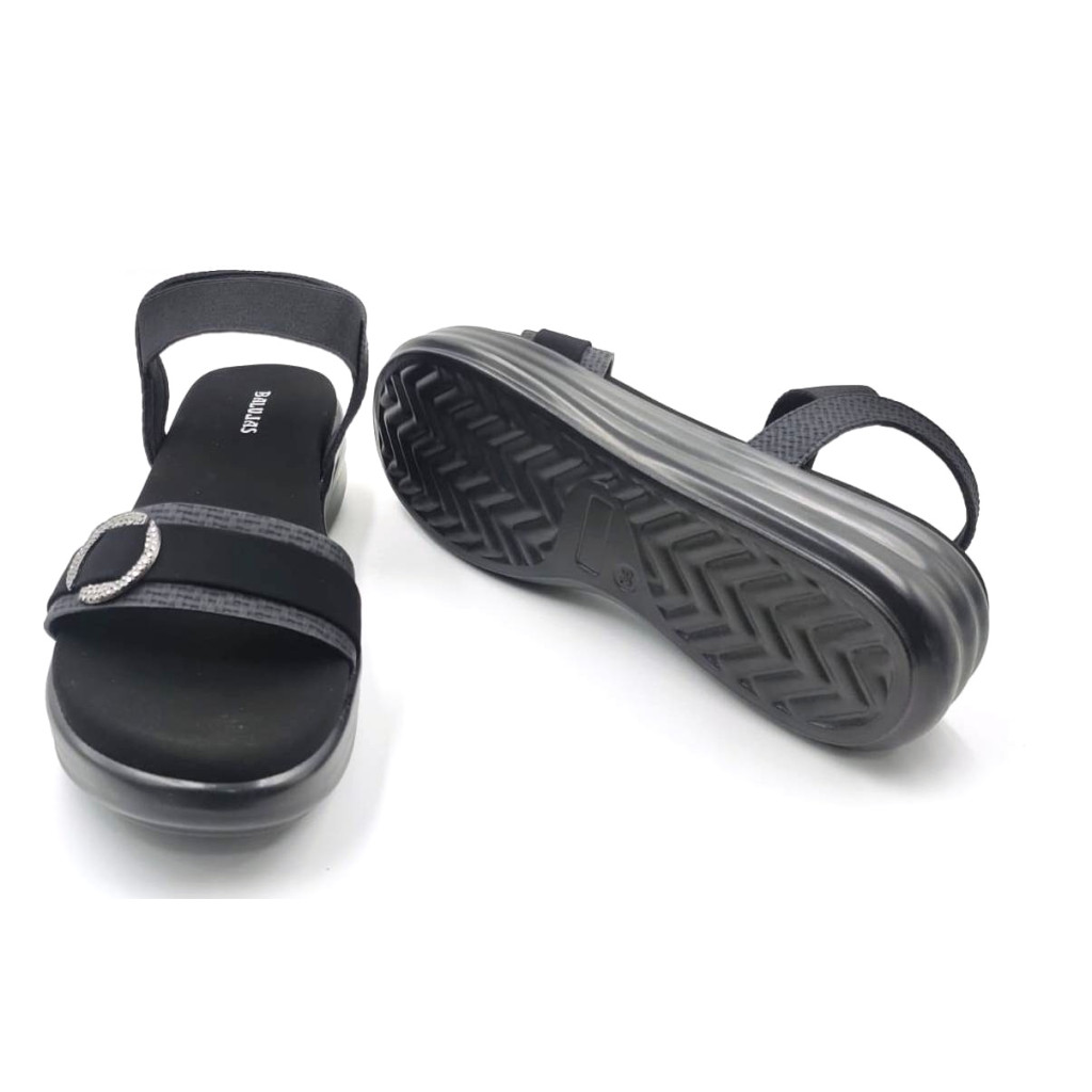 11392: Balujas Black Wedge Heel Sandals