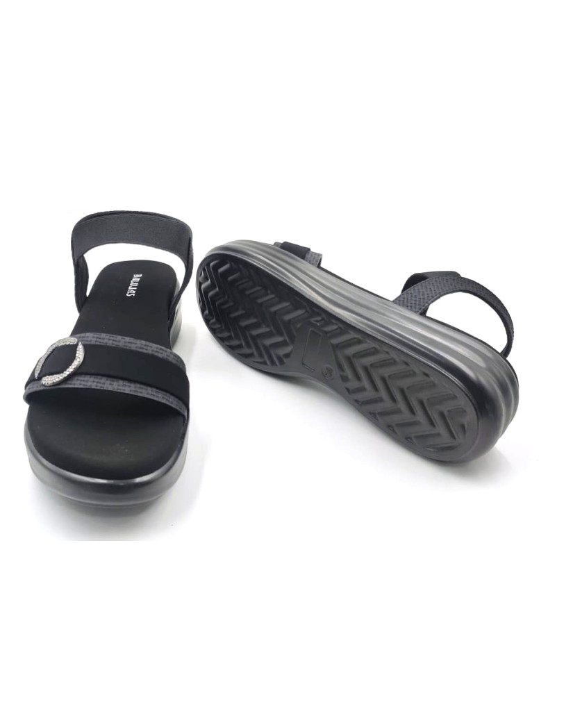 11392: Balujas Black Wedge Heel Sandals