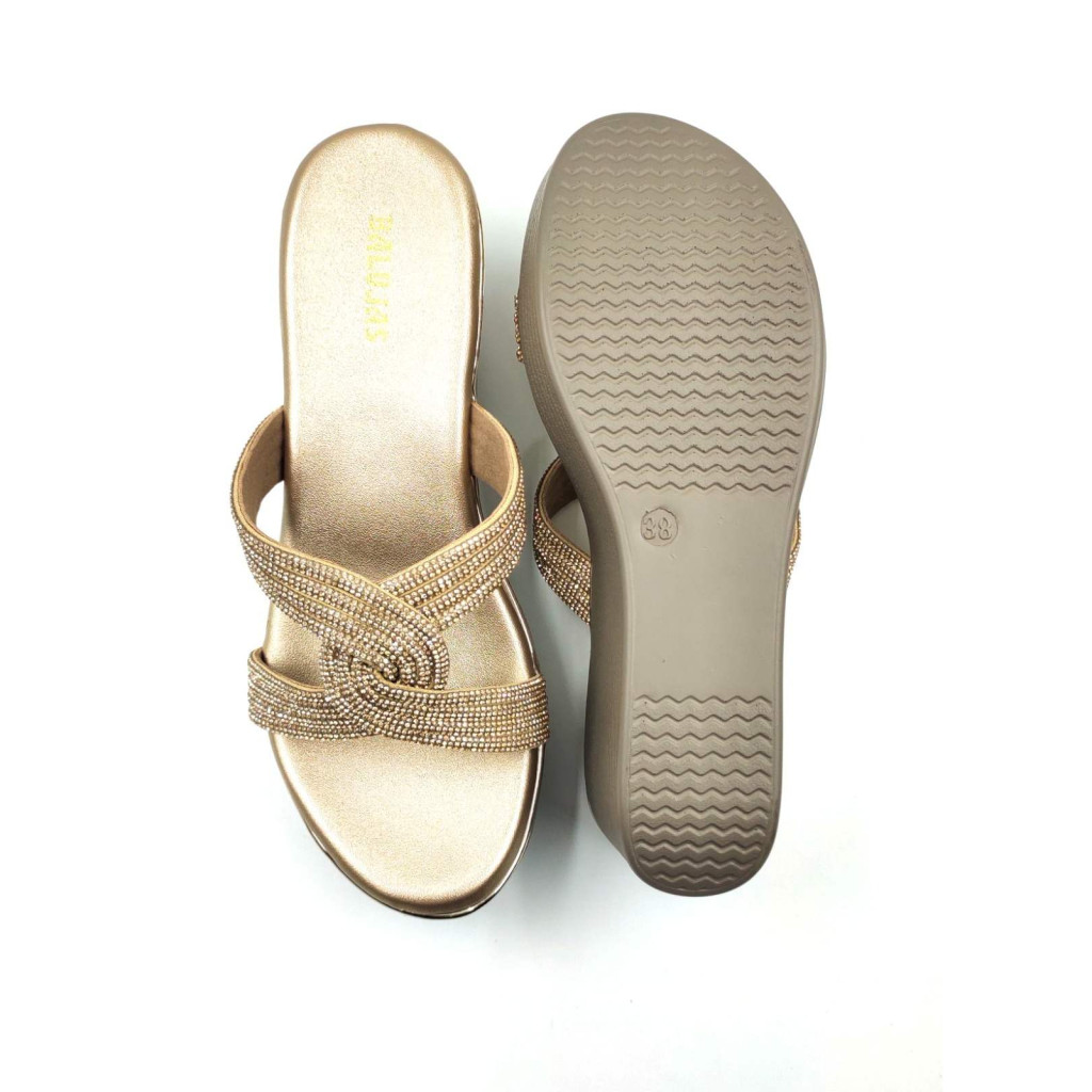 11519: Balujas Gold Wedge Heel Slipper
