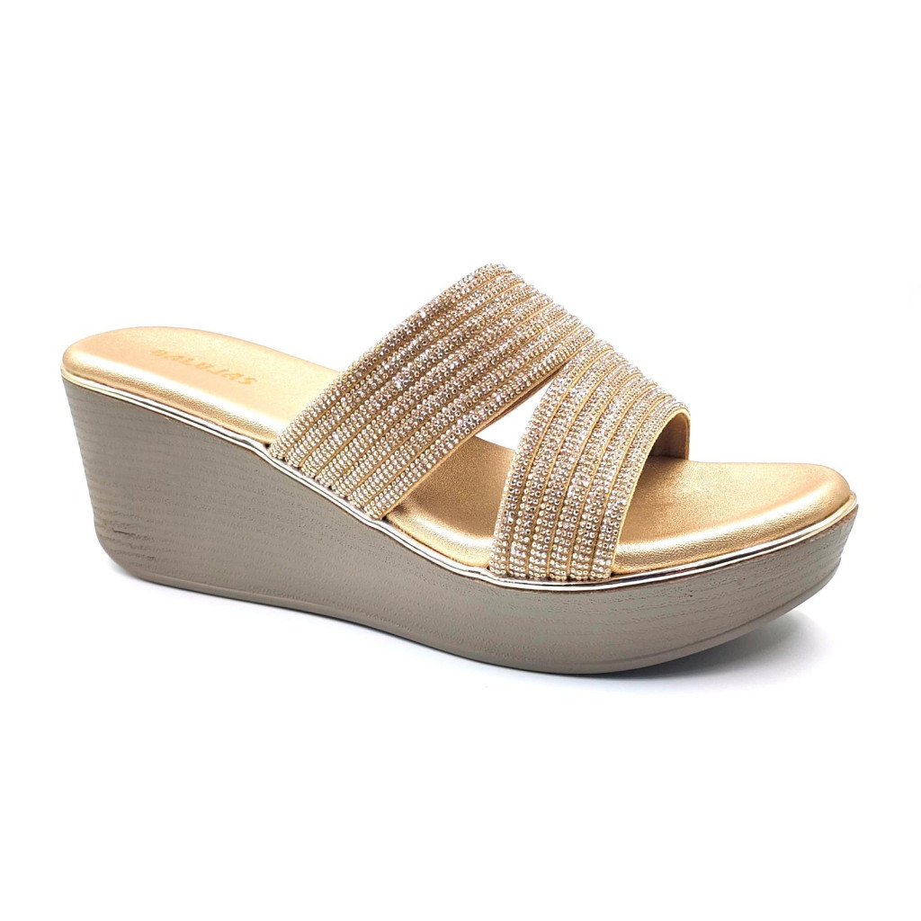 11521: Balujas Gold Wedge Heel Slipper